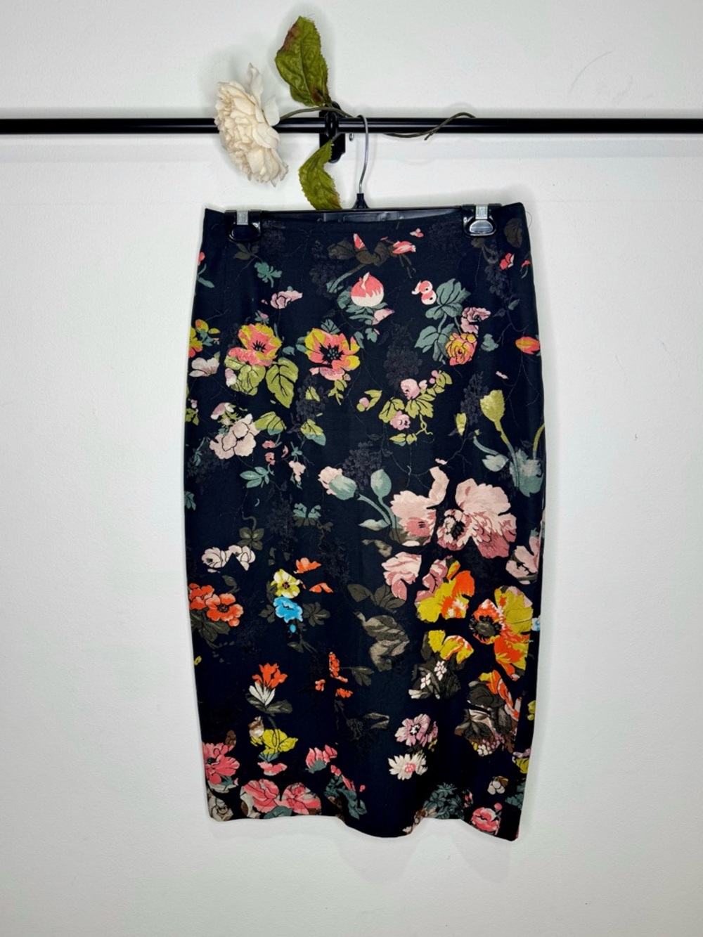 Dries Van Noten Painted Garden Pencil Skirt